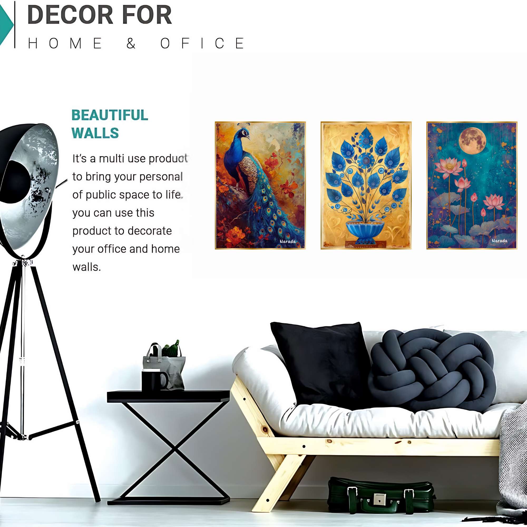 Set of Three Wall Paintings for Wall Dacoration Golden Framed Wall Paintings for Living Room & Bedroom Wall Art for Home Decoration & Office Wall Décor (18x12 inch CH-GD3-11) - Image 4